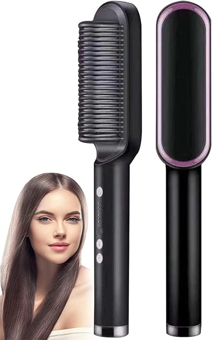 HQT-909B Electric Hair Straightening & Curling Comb/Brush - Dual-Purpose Professional Hair Styler, Non-Damaging Splint, | 2 in 1 Hair Straightener | ( Random Color )